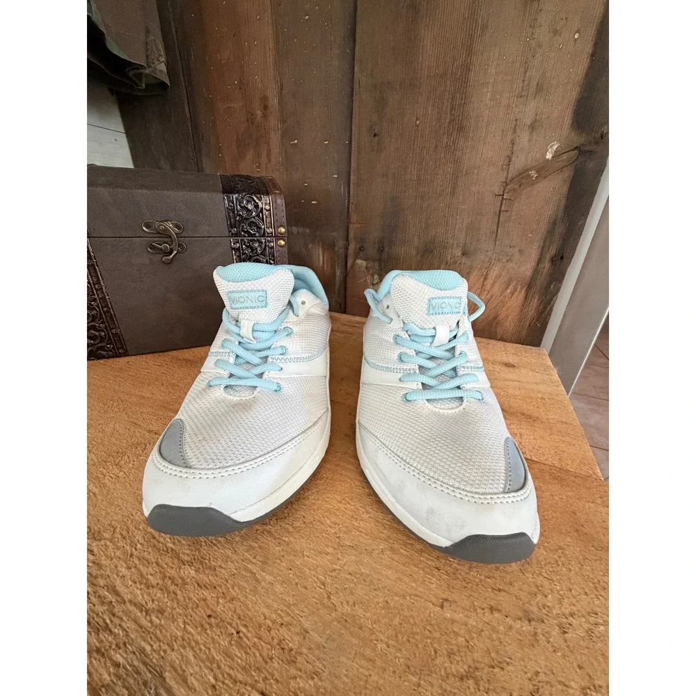 Vionic Kona Womens Walking Shoes White Blue Orthotic Sneakers Size 9 Wide MA14RS